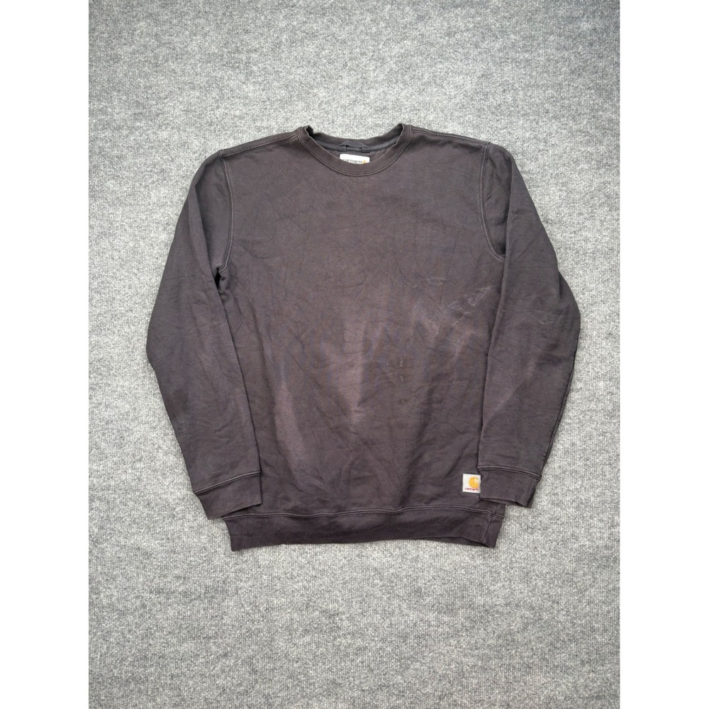 Carhartt Mens Crewneck Sweatshirt Medium Faded Black Gray Cotton Pullover Logo